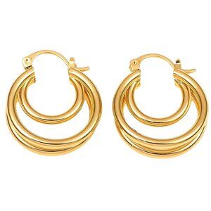 1 Inch 24mm Hoop Gold Tone Pierced Post Earrings
